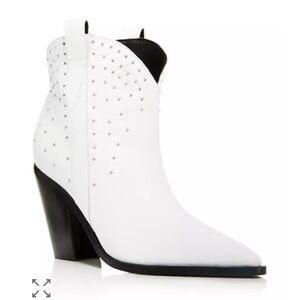 Sigerson Morrison Kalie White Studded Western ‎ Ankle Boots